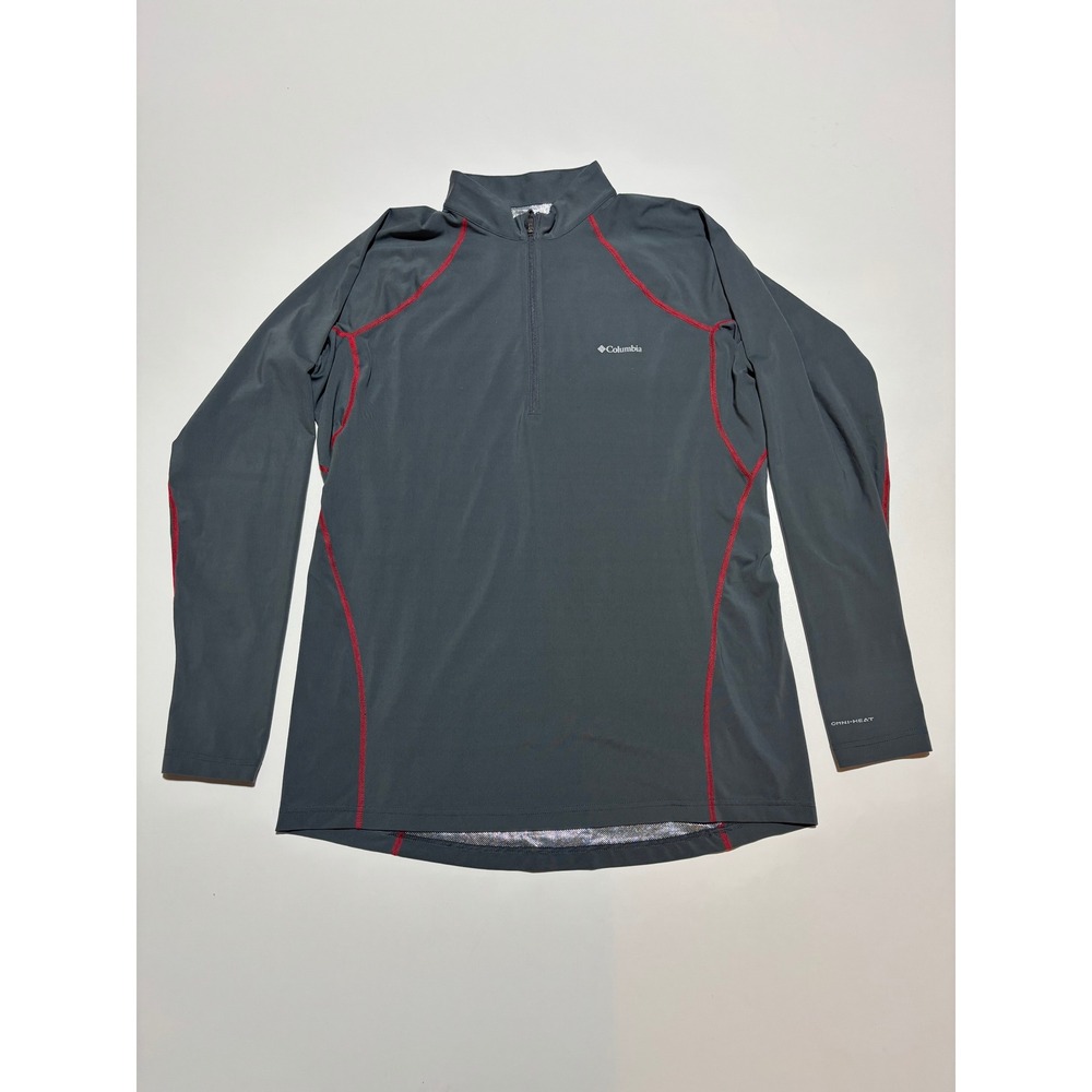 Columbia Mens Omni-Heat 1/4 Zip Base Layer Top Gray Red XXL 2TG